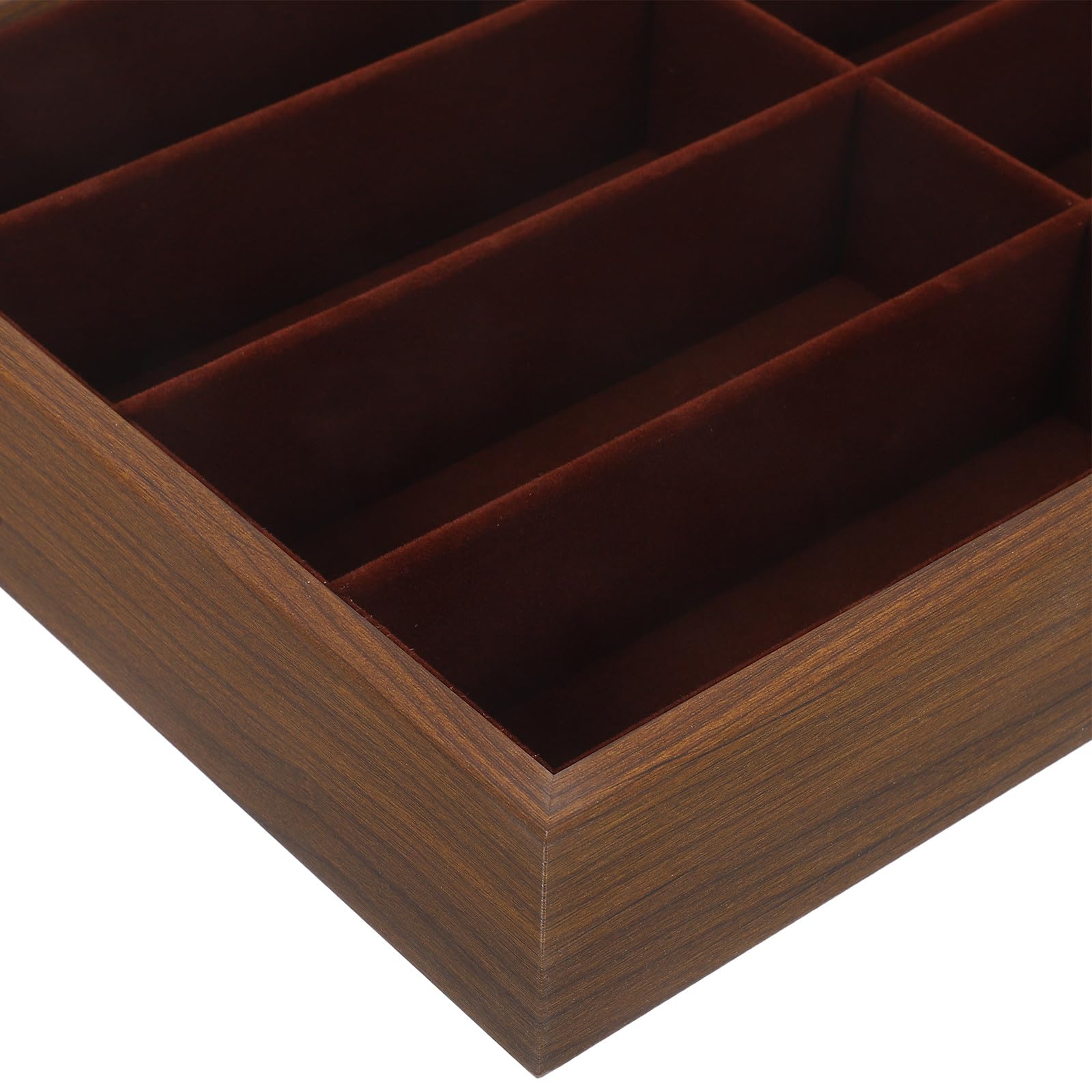Estuche Organizador para Gafas y Joyas Forro y Compartimentos Múltiples en Madera de Nogal para Escritorio y Vitrina