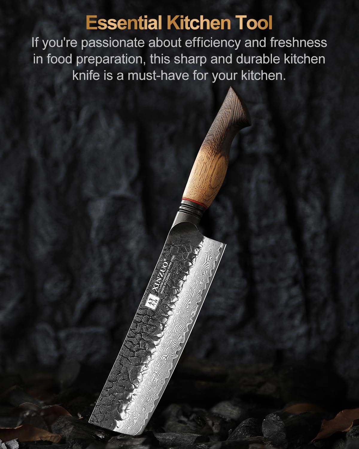 XINZUO 7 Inch Nakiri Knife, Hand Forged Damascus Steel Asian Chopping Chef Knife, Professional Meat Vegetable Kitchen Knife,Comfortable Grip White Oak Handle Usuba Knife