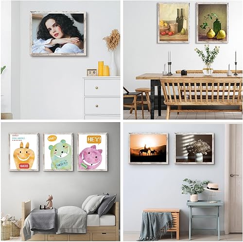 Miniatura 7 de Golden State Art, Portarretratos de 18 x 24 pulgadas, moldeado ancho, estilo rústico de grano de madera, ideal para mostrar fotos, rompecabezas,