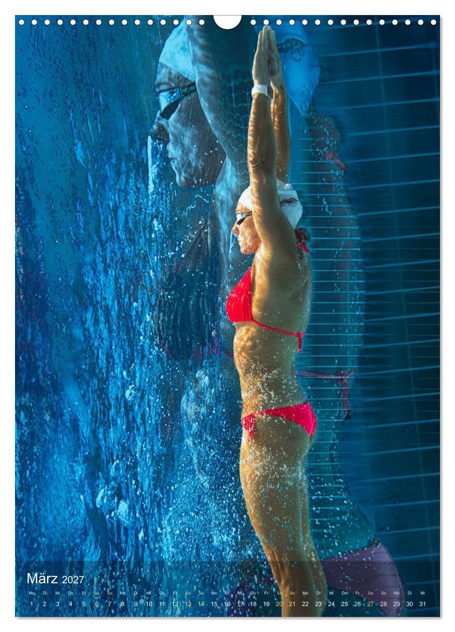 FREI SCHWIMMEN (Wandkalender 2027 DIN A3 hoch), CALVENDO Monatskalender: Tauchen Sie ein in Kerstin Kuntzes einzigartige Unterwasserkunst. (CALVENDO Sport)