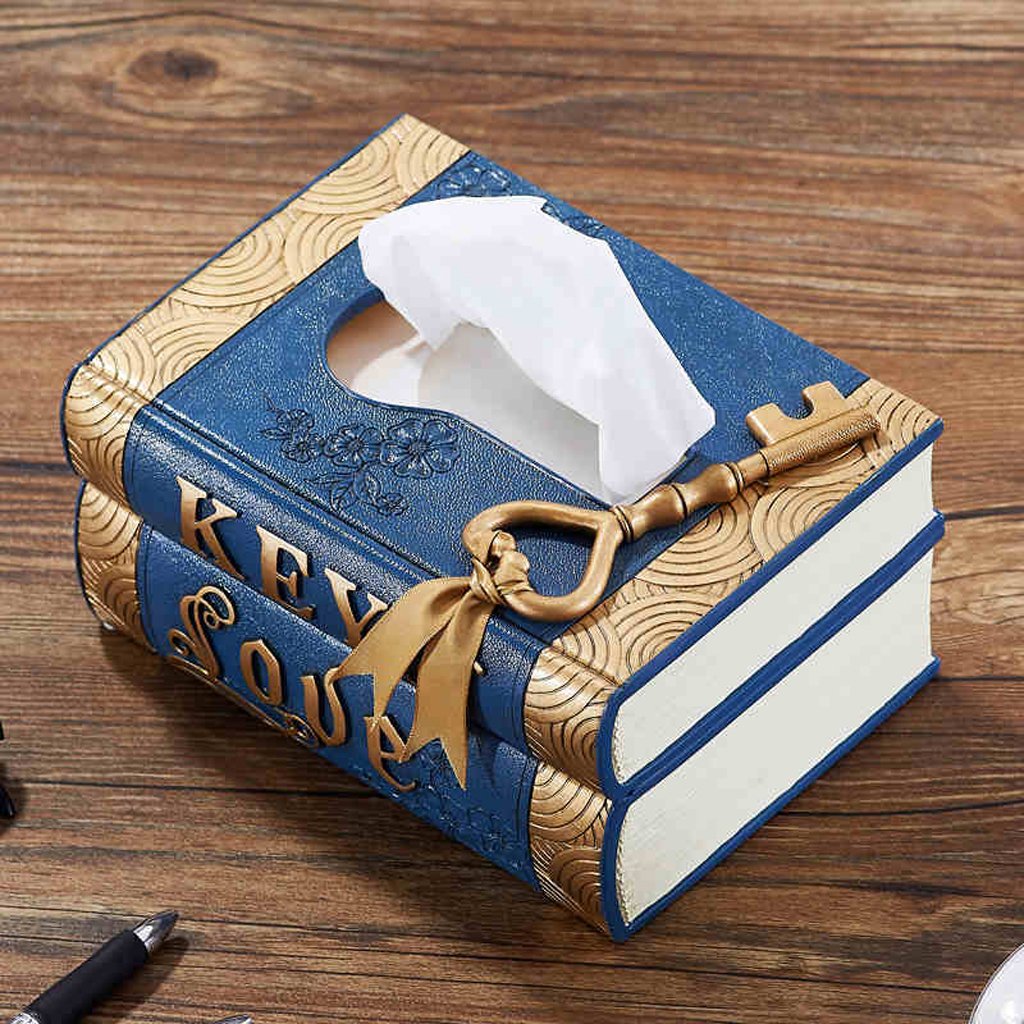 YWXG Boîte à Tisser Creative Europe Accueil rétro résine Forme du Livre Boîte de Rangement Tissue Box à mouchoirs Tissue Box Holder Boite à mouchoirs
