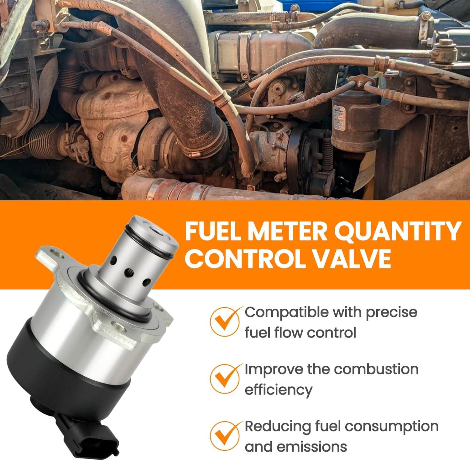 A0000900069 Fuel Pump Metering Unit Fuel Meter Quantity Control Valve Compatible with Freightliner Cascadia Western Star Detroit DD13 DD15 DD16 Diesel Engines 2007-2022