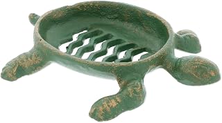 The Bridge Collection Cast Iron Sea Turtle Soap Dish - Heavyweight Ocean Theme Bathroom Accessory - Coastal Sea Turtle Soap Holder for Sink Or Shower Decor