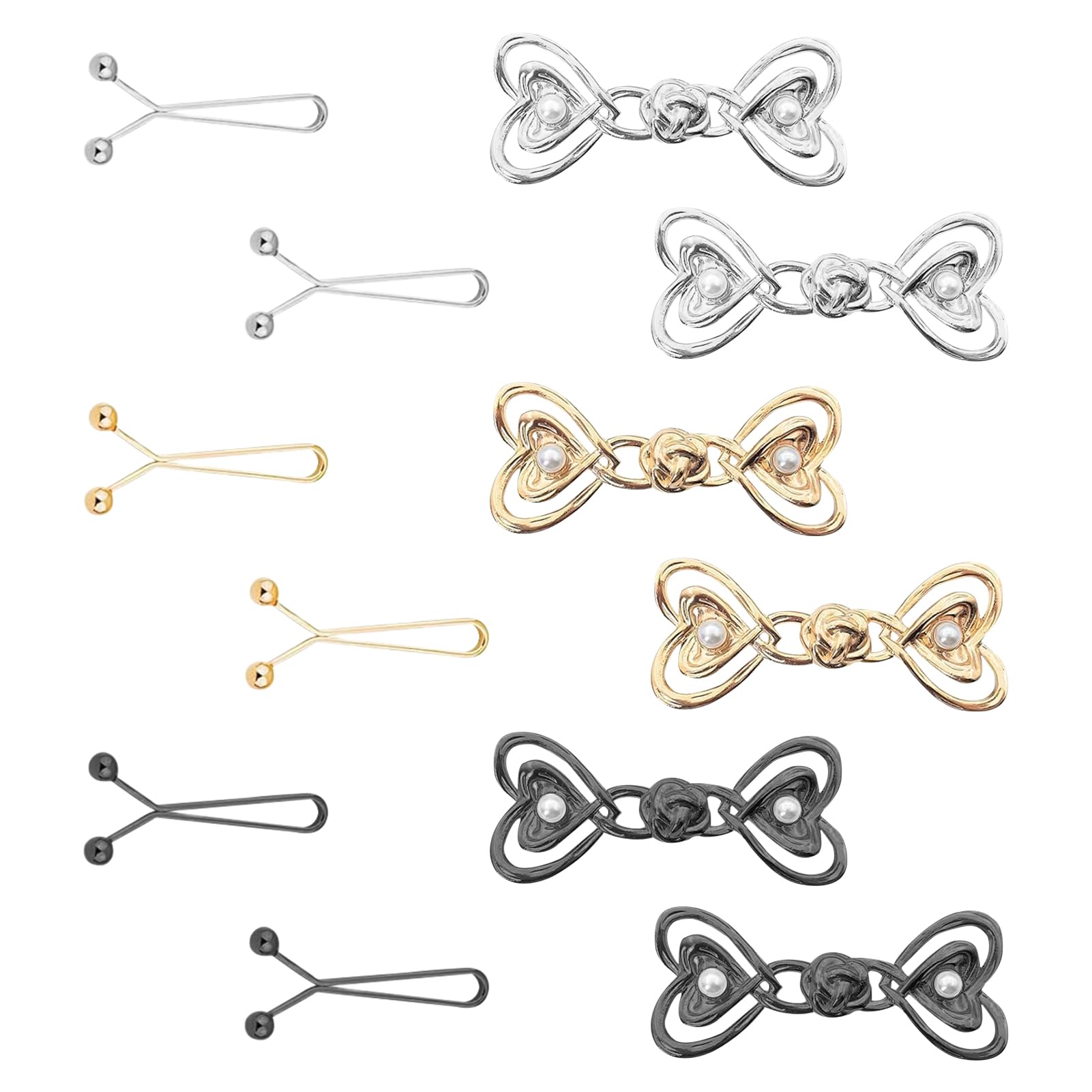 Azushwer Unisex Black, Silver, Gold 12 Pcs Waist Tightener Clips, Reusable Trouser Clips, Waist Cincher Clip No Sewing, Adjustable Heart Pant Waists Tightener For Loose Jeans, Skirts, Sleeves, Sweaters Clothing Accessories