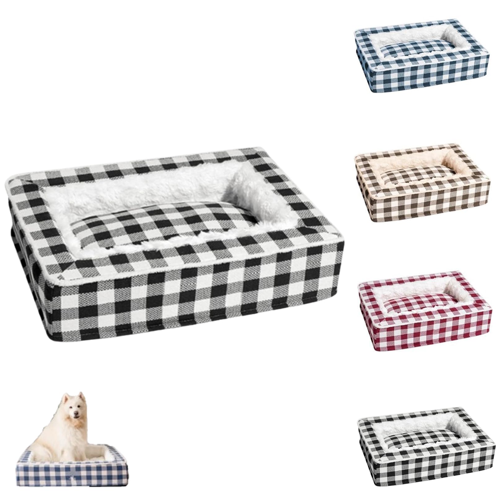 Dog Calming Bed, Festive Classic Dog Calming Bed, Classic Pet Bed, Square Dog Bed, Dog Sleeping Mat, Suitable for Cats and Dogs (Black,XL)