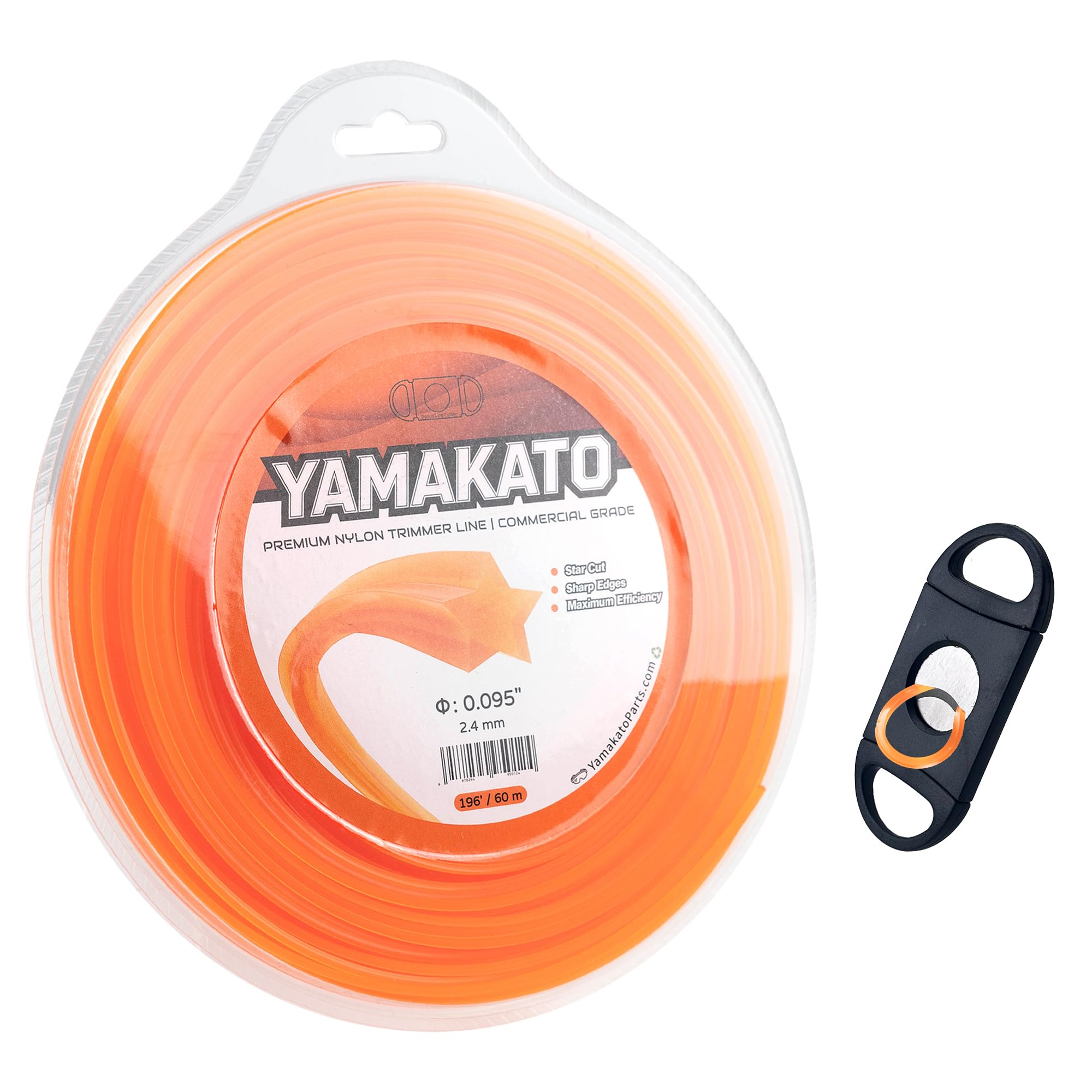 YAMAKATO Hilo para Desbrozadora 2,4MM x 60M, Color Naranja Estrella, Cuerda Resistente para Malas Hierbas, Nailon, Ajuste Universal Global Recycled Standard Global Recycled Standard Global Recycled Standard