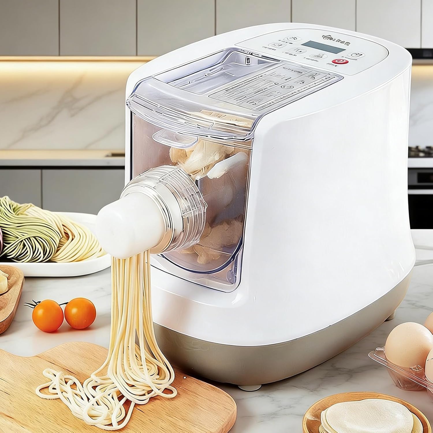Automatic Electric Pasta Maker Machine, 260W for Homemade Spaghetti Noodles Ravioli, with Multi-Shape Extruder and Dough Sheeter for Home Kitchen Use