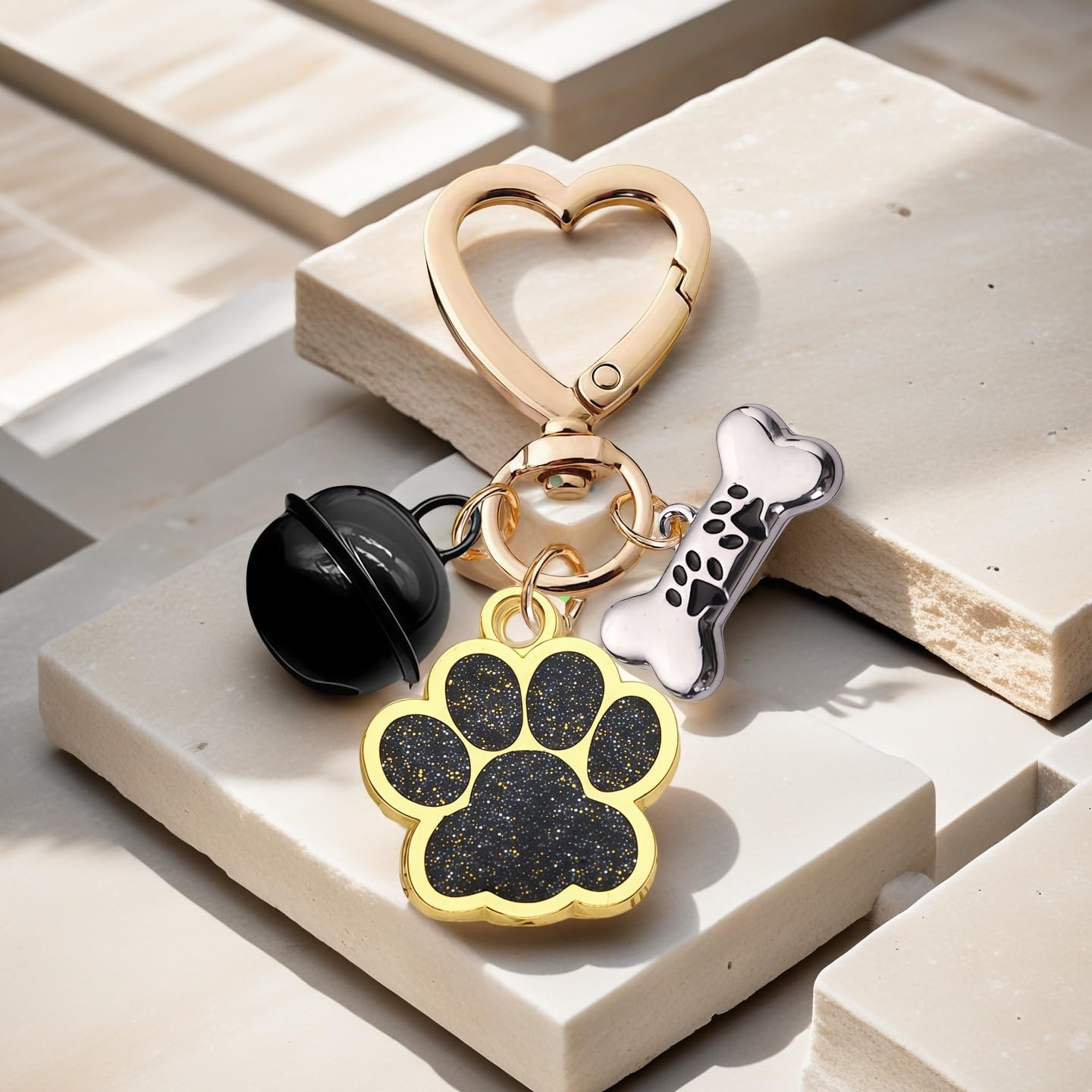 Cute Paw Prints Charm Bell Keychain Pet Key Ring Decor Purse Charms for Handbags Bag Car Keys - Image 5