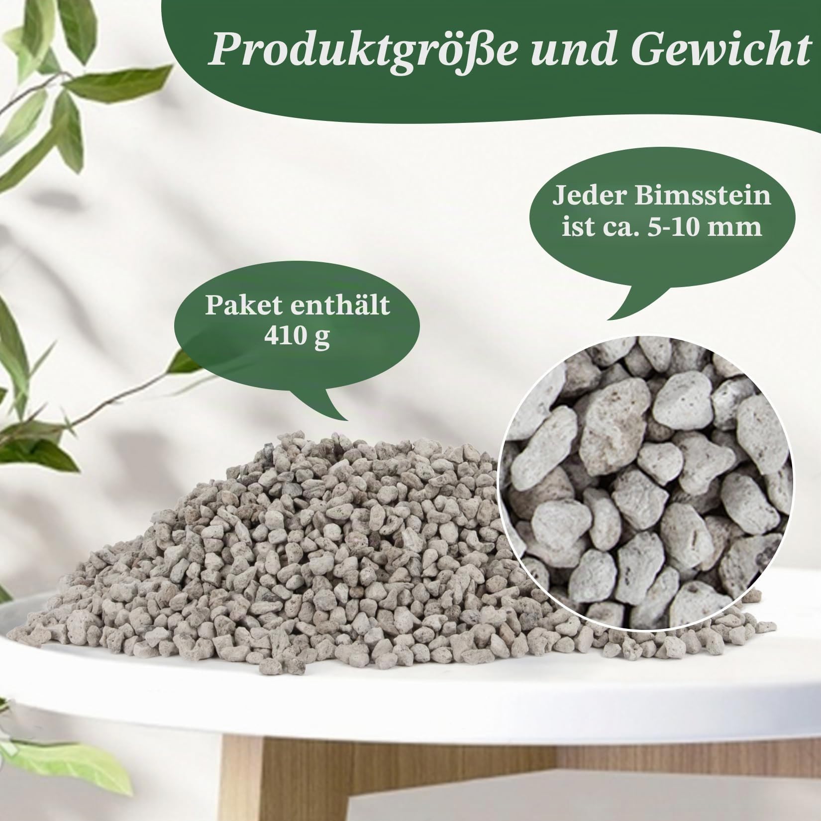 Sukh Grauer Bimsstein – Bimsstein für Pflanzen, Sukkulenten, Kakteen, Bonsai, Orchideen, Bodenverbesserungsmittel, 410 g