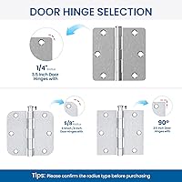 Vista 8 de HOSOM Paquete de 6 bisagras de puerta de níquel satinado de 3.5 pulgadas, bisagras de puerta interior resistentes con radio de 1/4 pulgada, bisagras