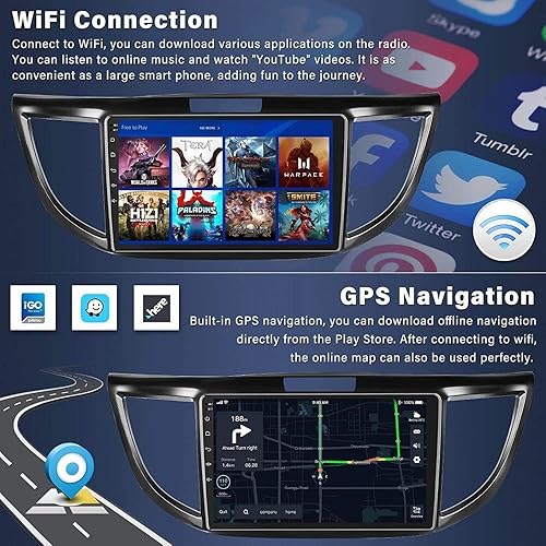 Miniatura 4 de Android 13.0 Estéreo de coche doble DIN para Honda CRV 2012-2016 10 pulgadas HD pantalla táctil audio multimedia receptor con CarPlay Android Auto