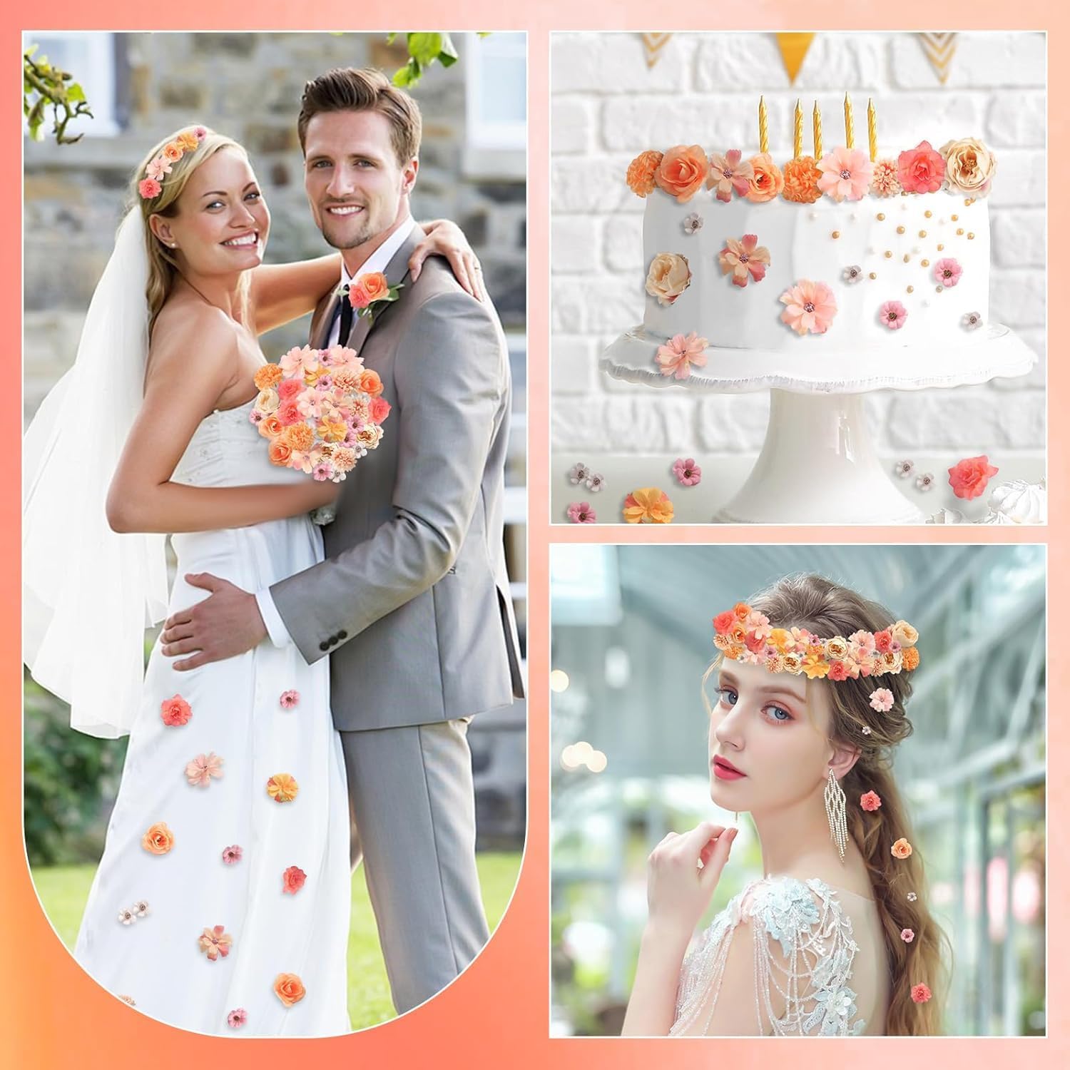 Pack of 40 Artificial Flowers for Crafts Red Artificial Flowers Flower Heads 4-8 cm Mini Artificial Flowers Decorative Flowers Plastic Flowers Art Flowers Fake Flowers Silk Flowers Cake