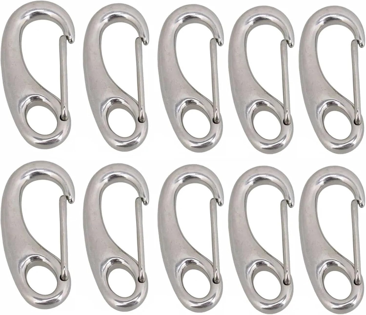 Snap Clips Snap Hooks 304 Stainless Steel Egg Shape Spring Multifunctional Hiking Camping Belt Quick Release Hook 10Pcs/5Pcs/2Pcs(10Pcs)