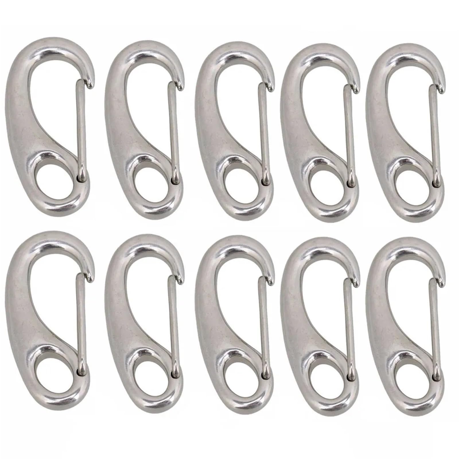 Mosquetón, Mosquetón de Acero Inoxidable 304 con Forma Huevo, Multifuncional, for Senderismo, Acampada, liberación rápida, 10/5/2 Unidades(10pcs)