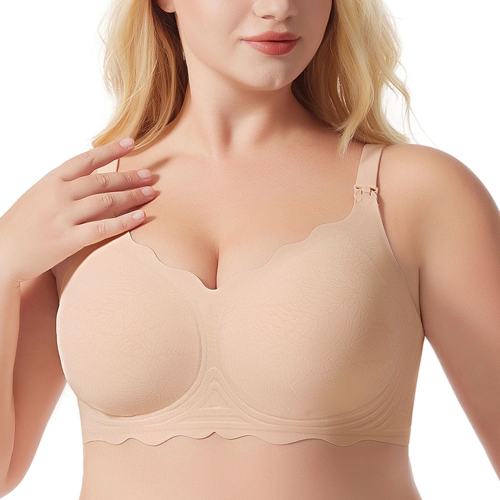 Tracolla Leggera E Sottile Regolabile for Donna Reggiseno Allattamento Premaman Cadente, Beige, M