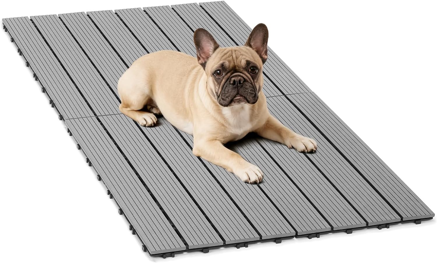 Veehoo 4x2 ft Waterproof Outdoor Dog Decking for Kennels, RVs & Pet Enclosures - Portable Non-Slip Platform, Grey (4PCS 24x12in)