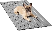 Veehoo 4x2 ft Waterproof Outdoor Dog Decking for Kennels, RVs & Pet Enclosures - Portable Non-Slip Platform, Grey (4PCS 24x12in)