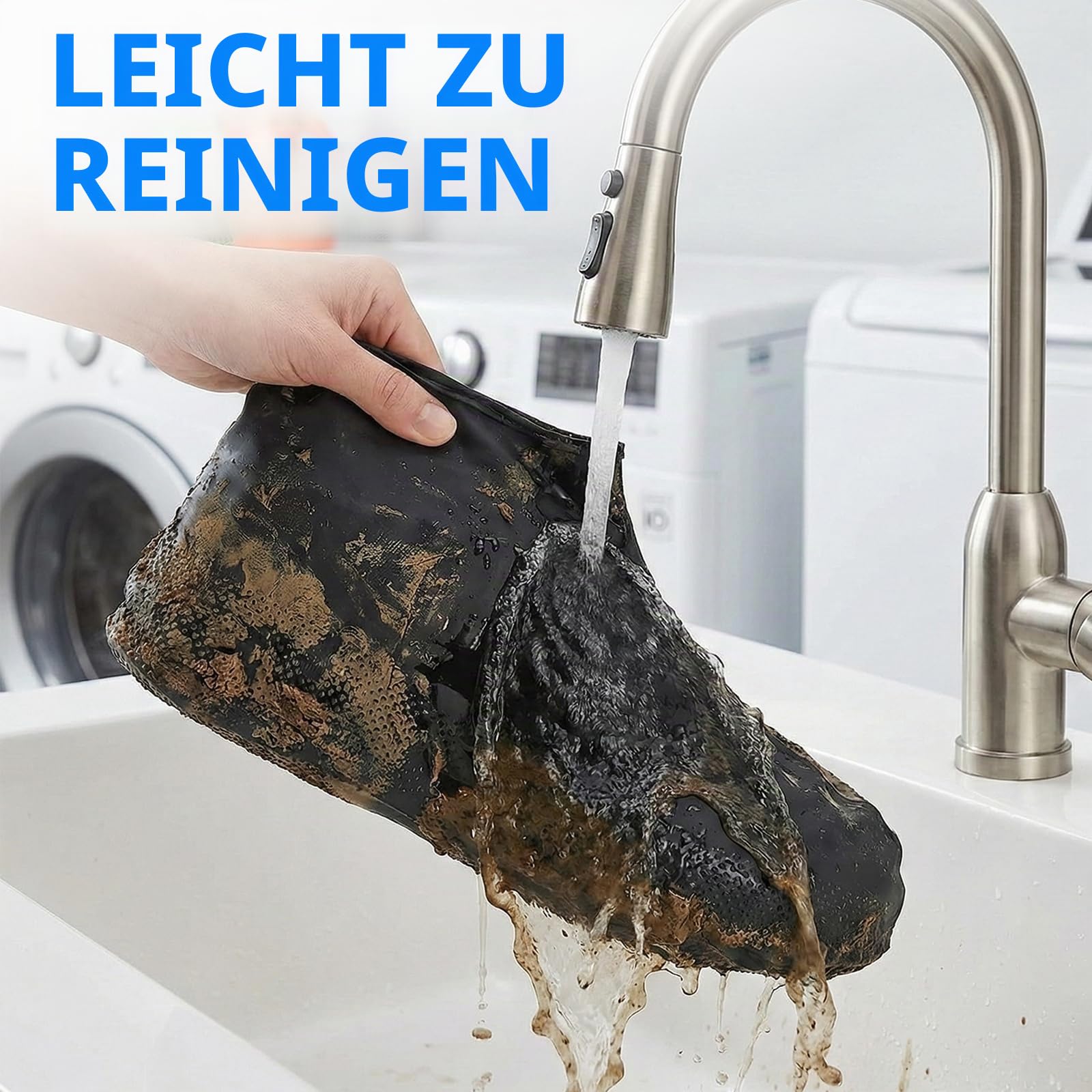4 Paar Schuhüberzieher Wasserdicht Überzieher Mehrweg Silikon Überziehschuhe Überschuhe Shoe Cover Regenüberschuhe Für Regen Schneetag Wüstenstrand Schwarz