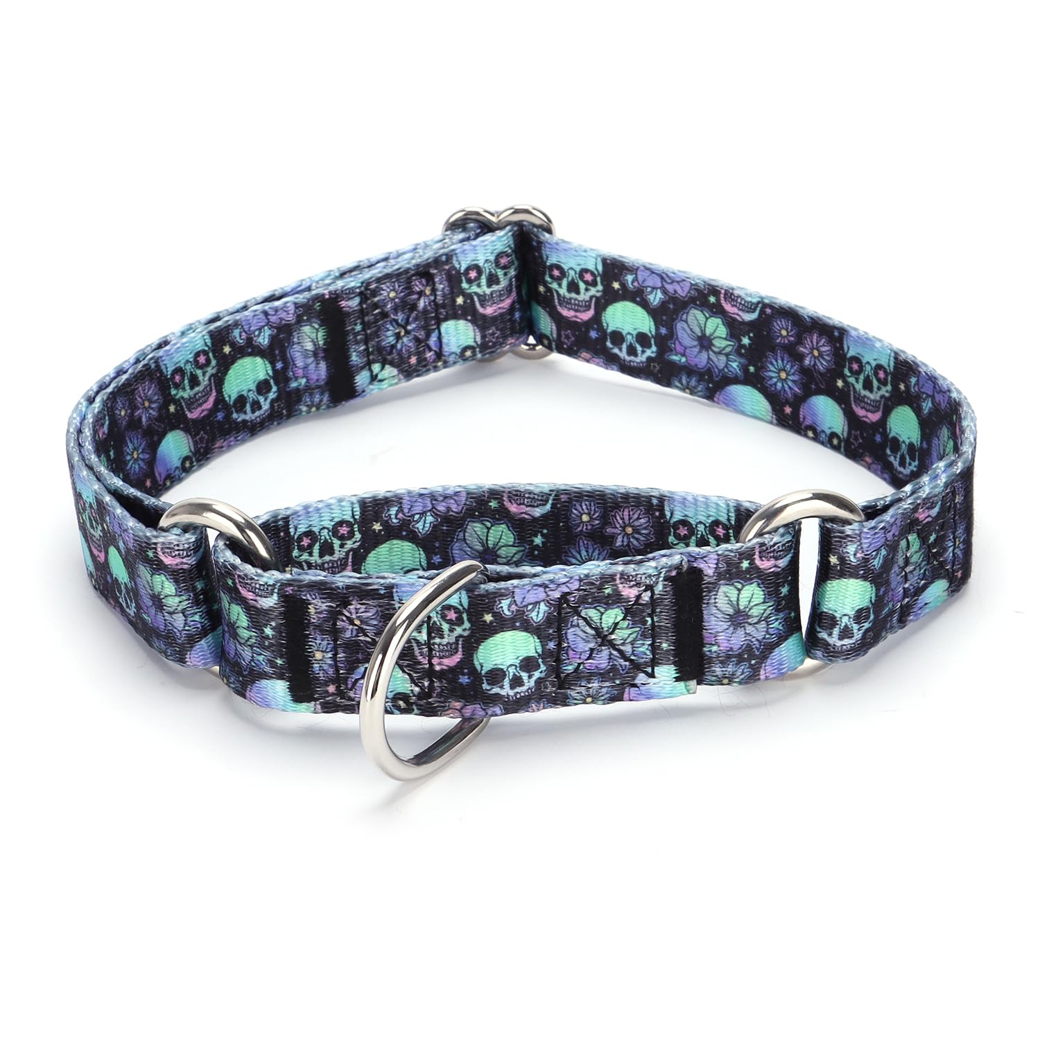 haoyueer Martingale Dog Collars - Flower Multicolor Cute Patterns, Adjustable Nylon Training Dog Collar Suitable for Boy and Girl Dogs Medium Large Dogs (M, Blue2)