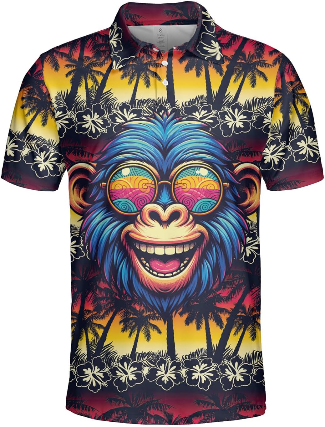 Monkey Polo Shirts for Men Women - Mens Polo Shirts Short Sleeve 3D Animal Print Funny Golf Polo Dry Fit Set 35