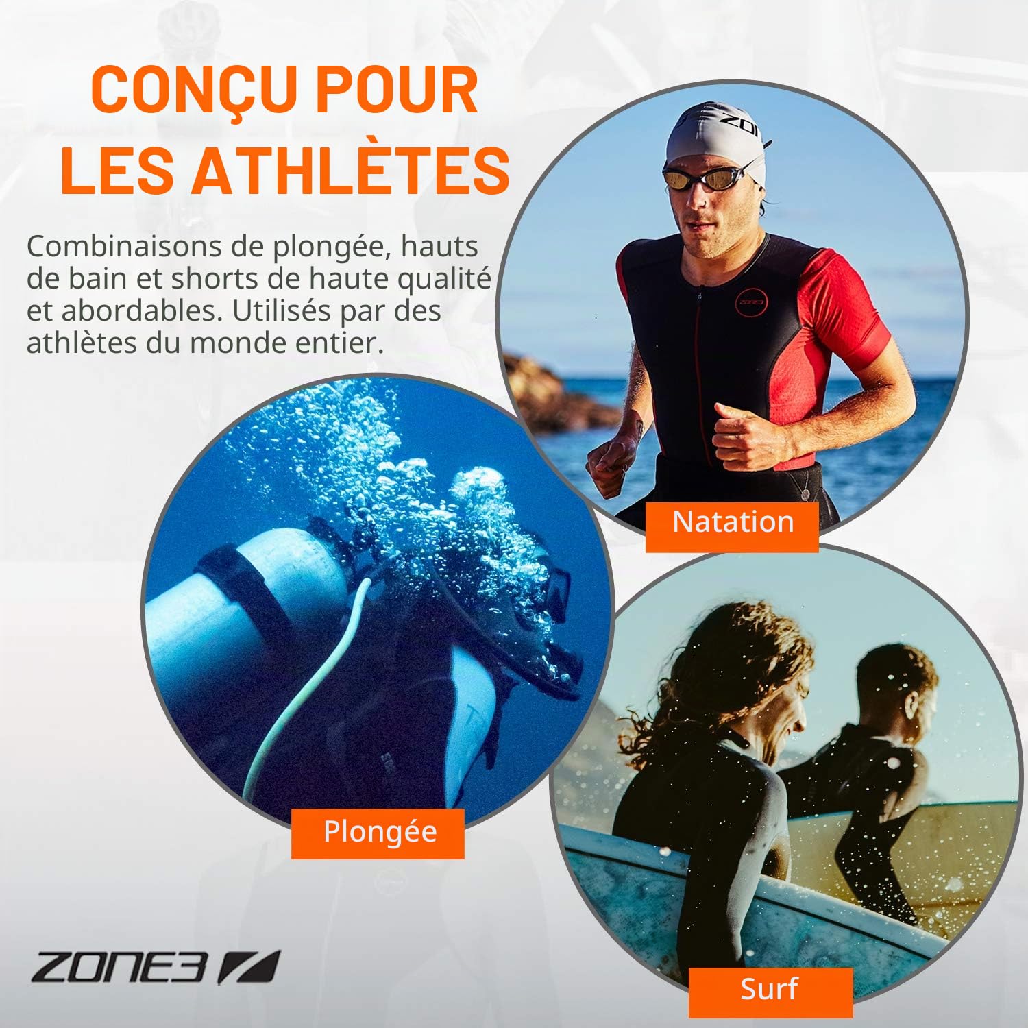 ZONE3 Combinaison de plongée Versa Swimrun pour homme en néoprène orange, pour hommes, pour la plongée en scaphandre autonome