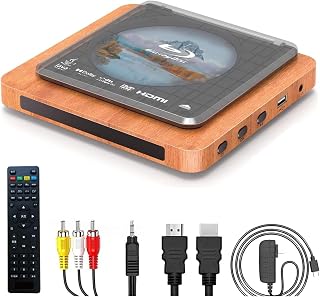 ポータブルブルーレイプレーヤー DVDプレーヤー ブラック/木目調 1080P Blu-rayプレイヤー スーパーミニディスクプレーヤー CD USB DTSサウンドサポート 内蔵PALNTSC同軸2.0USB Blu-rayリージョンA / 1 DVDリージョン2 HDMI AVケーブル付き【正規品/日本語説明書付き】 (木目調)