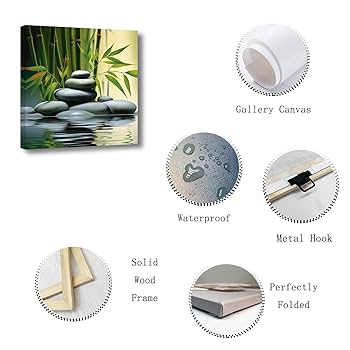 画材 Meditation Green Amazon.com: Zen Wall Art, Zen Stone Canvas Art Prints for