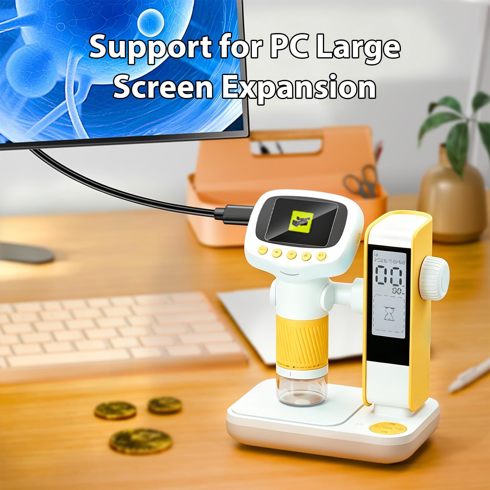 Giocattolo Microscopio per Bambini con Display da 2 Pollici, Luce LED | Design Portatile e Portatile, Struttura in Plastica Leggera, Compatibile con USB per la Condivisione in Tempo Reale, Adatto
