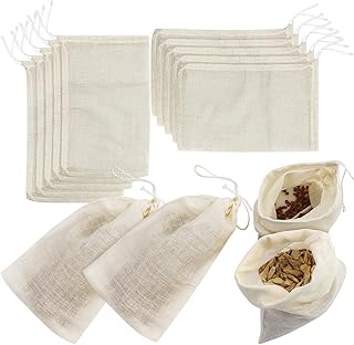 Weoxpr 24 Pieces Reusable Drawstring Soup Bags - 4 x 6 inch Straining Cheesecloth Bags, Cotton Coffee Tea Brew Bags, Soup ...