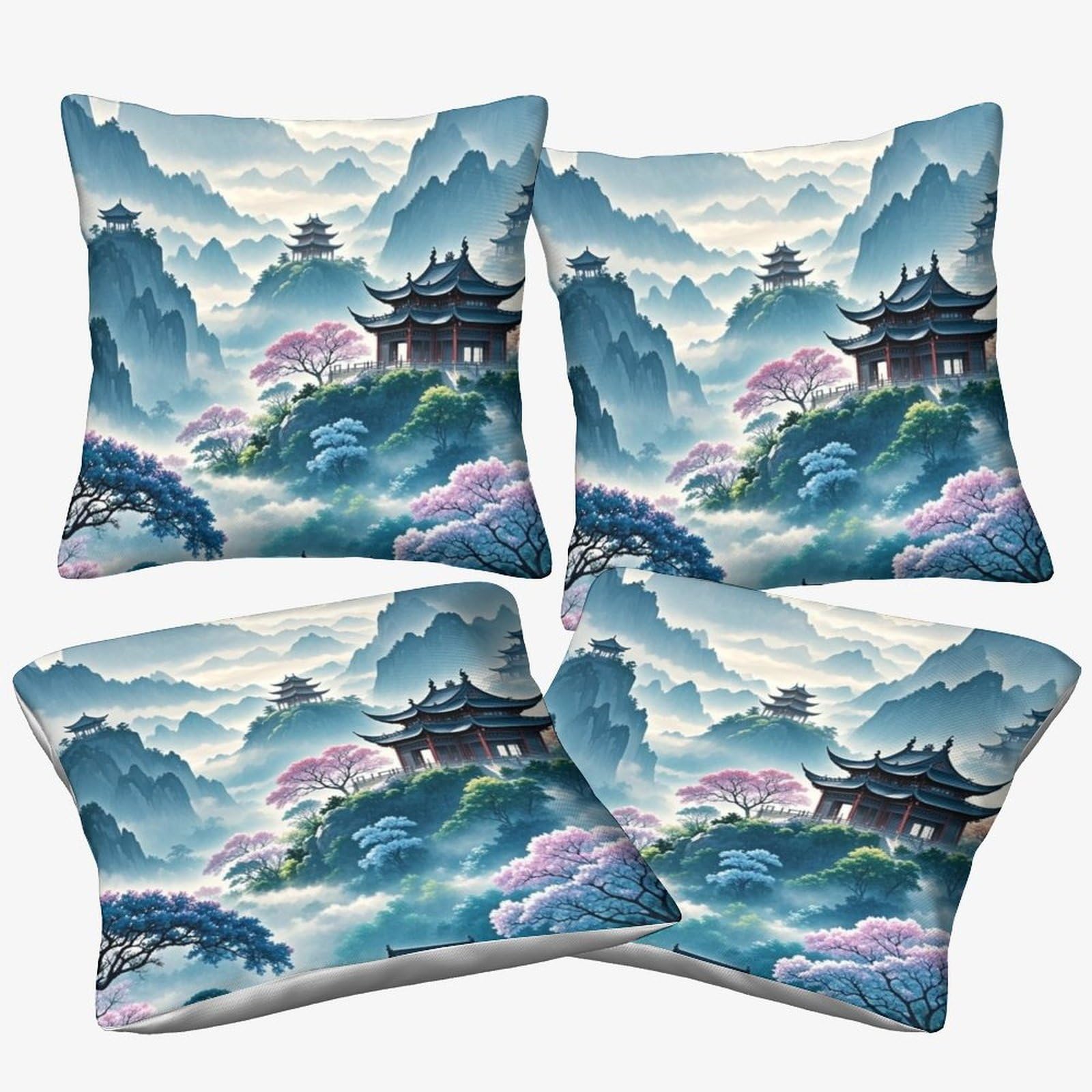 Housses de coussin architecture chinoise 40x40cm taies d'oreiller déco salon
