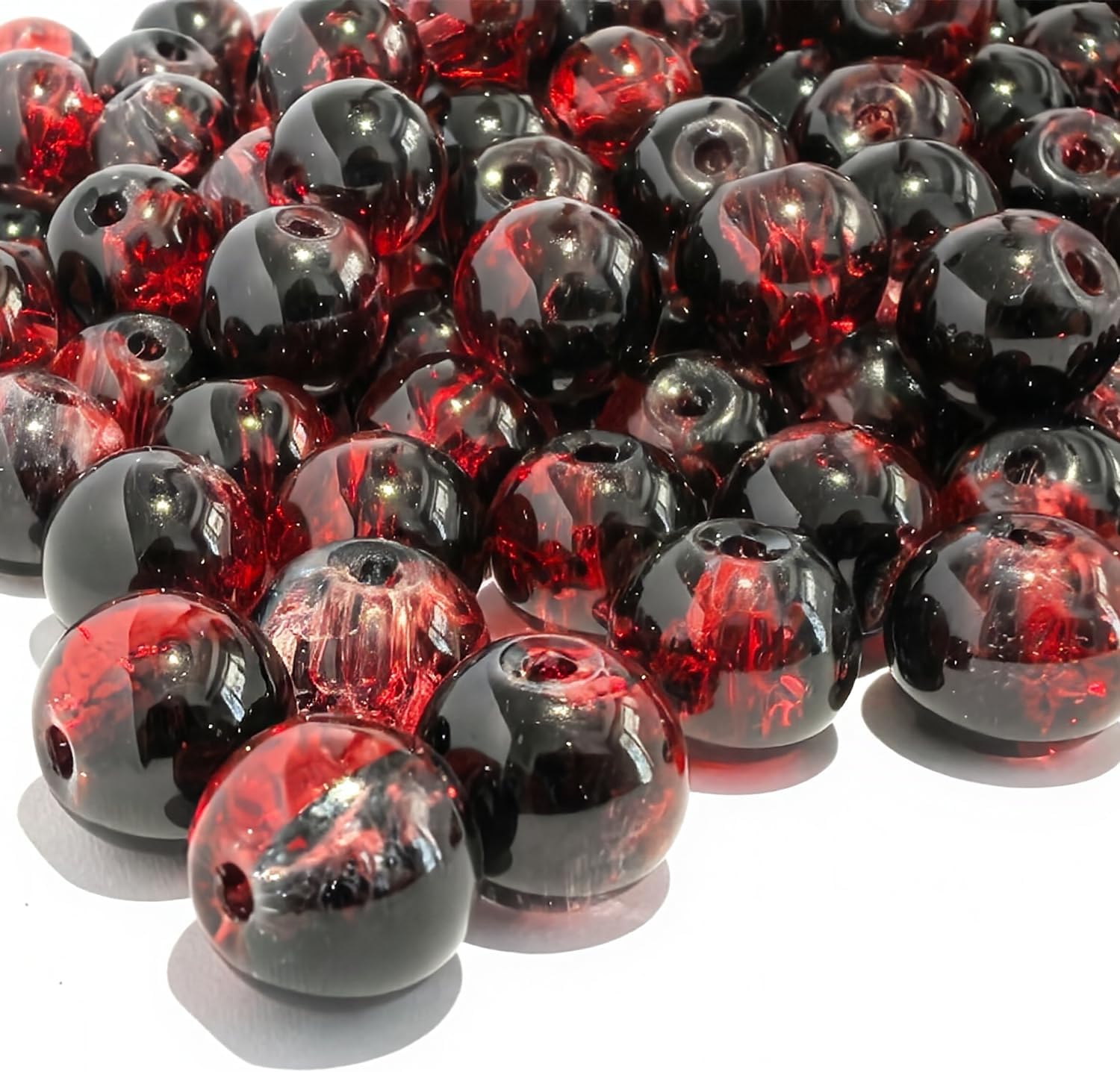 10mm Glass Beads for Jewelry Making, 50PCS Crackle Crystal B