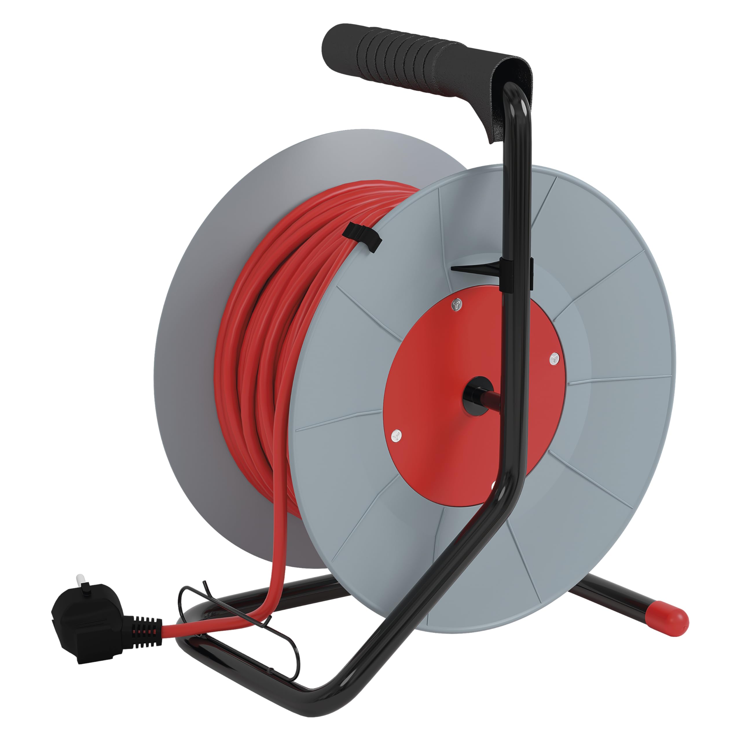 EMOS - Enrouleur de câble 20m - 4 Prises French - 230 V, 10 A, 2300 W - Isolation PVC de Haute qualité - H05VV-F3G 1,0 mm2 - Protection Contre la surchauffe, Frein de Bobine - IP20 pour l'intérieur