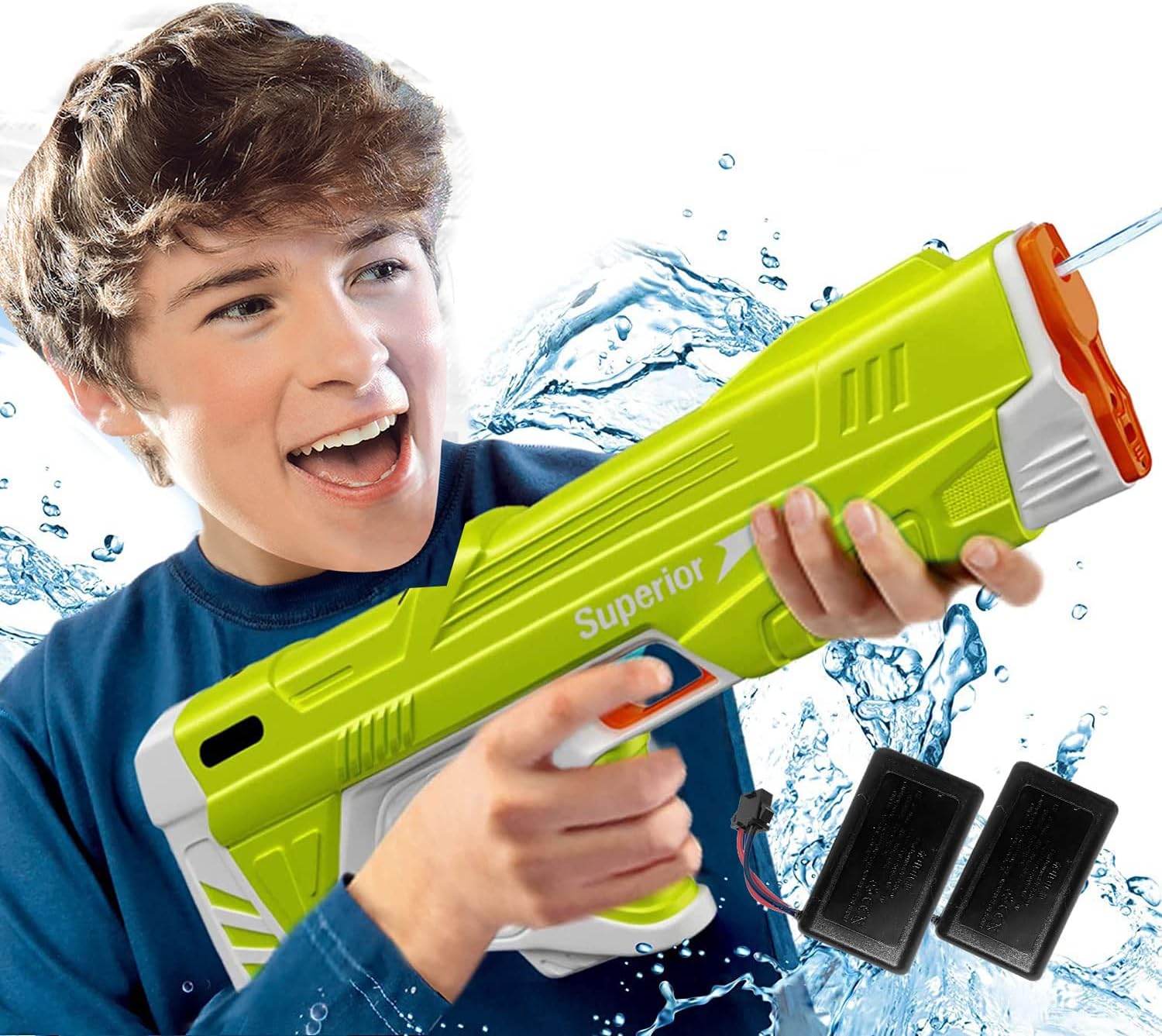 PanKome Electric Water Gun for Kids Squirt Guns Full Automatic Water Absorption Soaker with Two