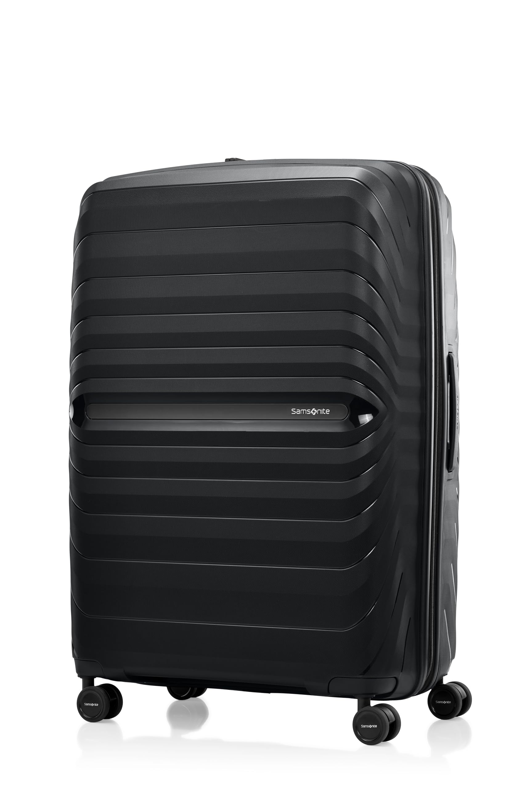 Samsonite Octolite Expandable Neo Small Cabin Polycarbonate Hard Sided 8 Wheel Spinner Luggage/Suitcase/Trolley Bag (White) (Double Wheel) Black 30-Inch(75cm)