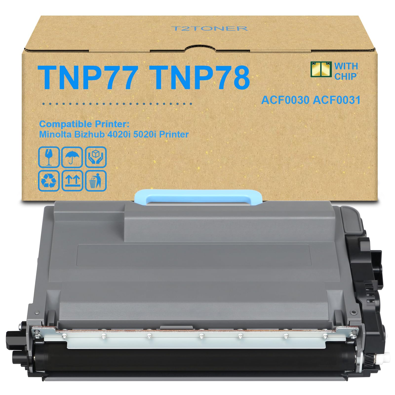 TNP-78 TNP-77 Black Toner Cartridge Replacement for | Konica Minolta TNP78 TNP-78 TNP77 TNP-77 Toner Bizhub 4020i 5020i Toner Printer (ACF0030 ACF00301 1-Pack)