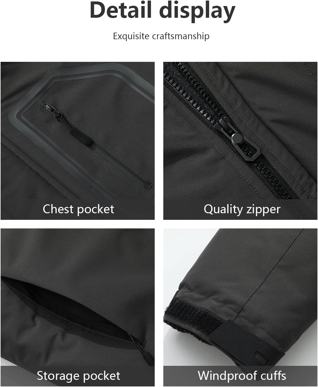 Men's waterproof ski jacket fleece lined warm winter hooded snow jacket windproof mountaineering ski windbreaker - Image 5