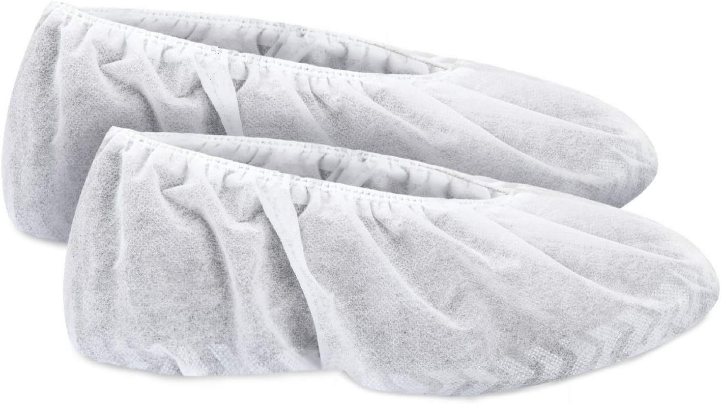 MIFFLIN Disposable Shoe Covers (White, 120 Pieces) Non-Slip Water Resistant Durable Boot Covers Shoe Protector Surgical Booties One Size Fits Most