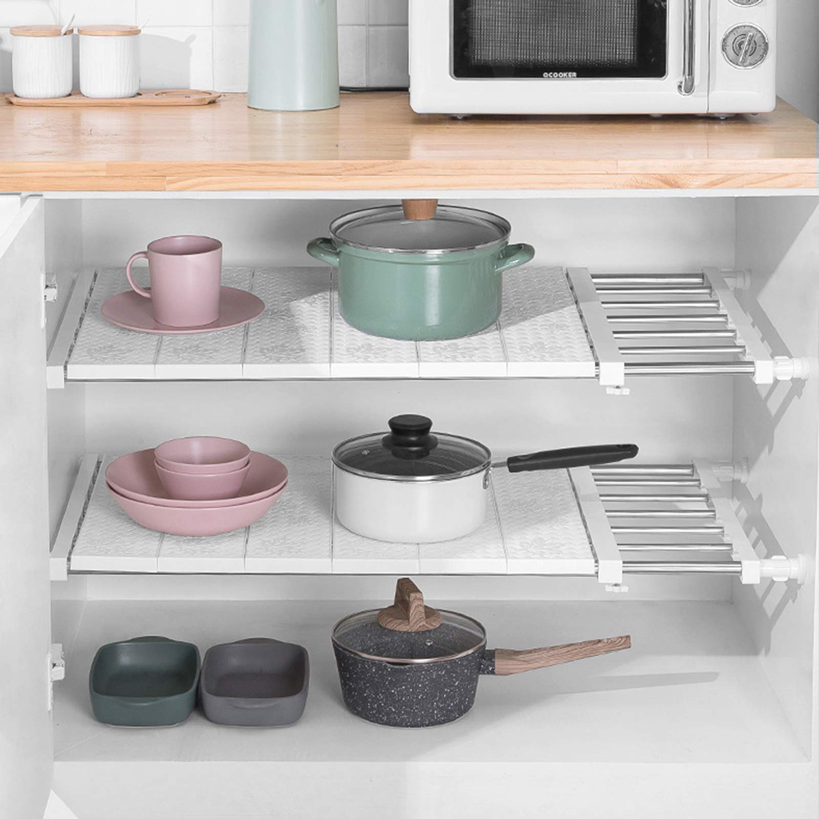 Rack di stoccaggio Regolabile, Ripiani espandibili per Guardaroba, Telescopico Ripiano Armadio per Armadio da Cucina, Frigorifero, libreria,Wide 30cm,L 73 to 130cm