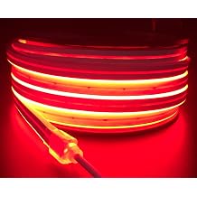 DC12V Red Silicone LED Neon Rope Light, Waterproof for Indoor & Outdoor Decoration DIY Signboard, 50 FT/15 Meters with Fittings