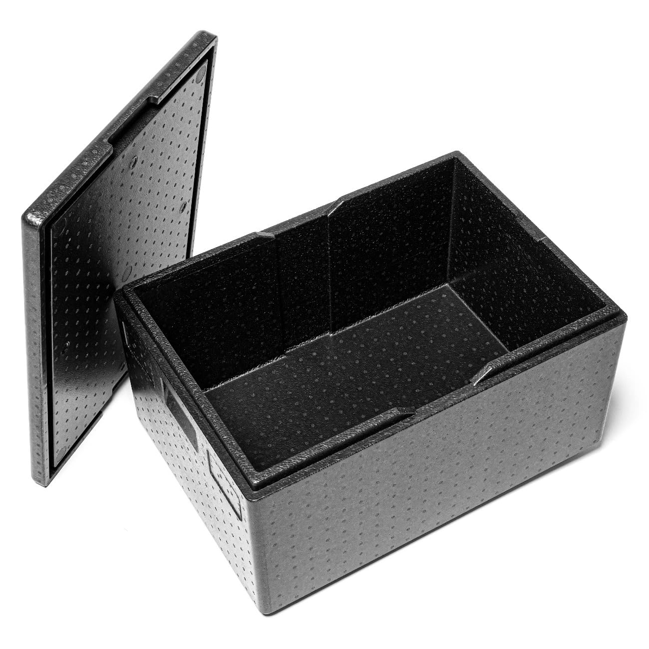 Thermobox, Universale, Polistirolo/Poliolefina, Nero, Dimensioni 68,5x48,5x36,5 cm, Capacità 80 l, Per la conservazione e il trasporto di prodotti caldi, freddi e congelati
