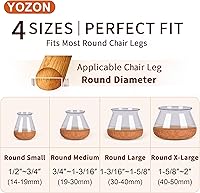 Vista 4 de Protectores para patas de silla YOZON, protectores de patas de silla para suelos de madera dura, tapas de silicona de fieltro, fortalecen