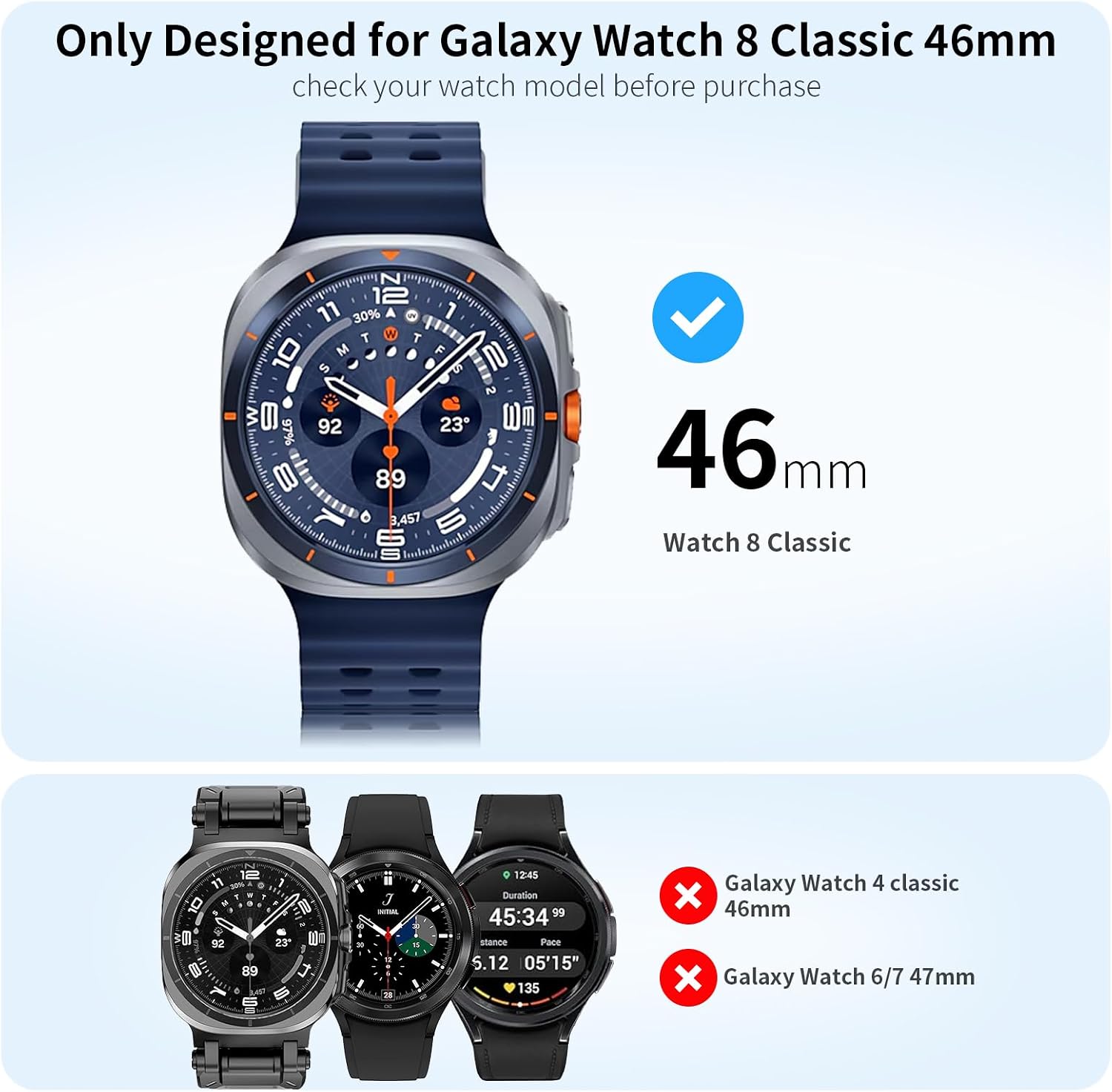 6+6 Pack for Samsung Galaxy Watch 8 Classic 46mm Screen Protector Case image 2