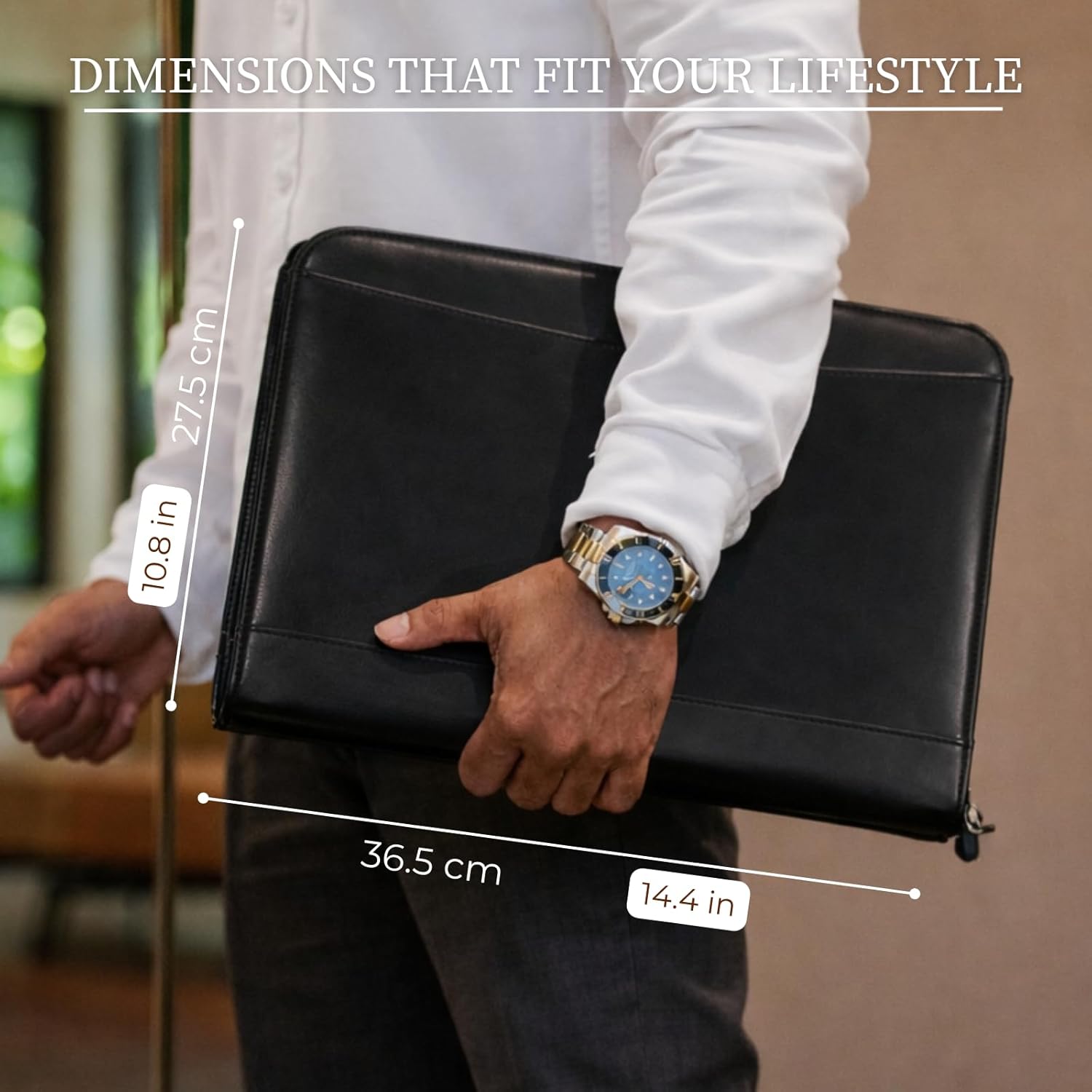 Leather Padfolio with Zipper – Business Portfolio for Men and Women, Legal Pad Portfolio, Leather Folder, Professional Padfolio for Meetings and Interviews