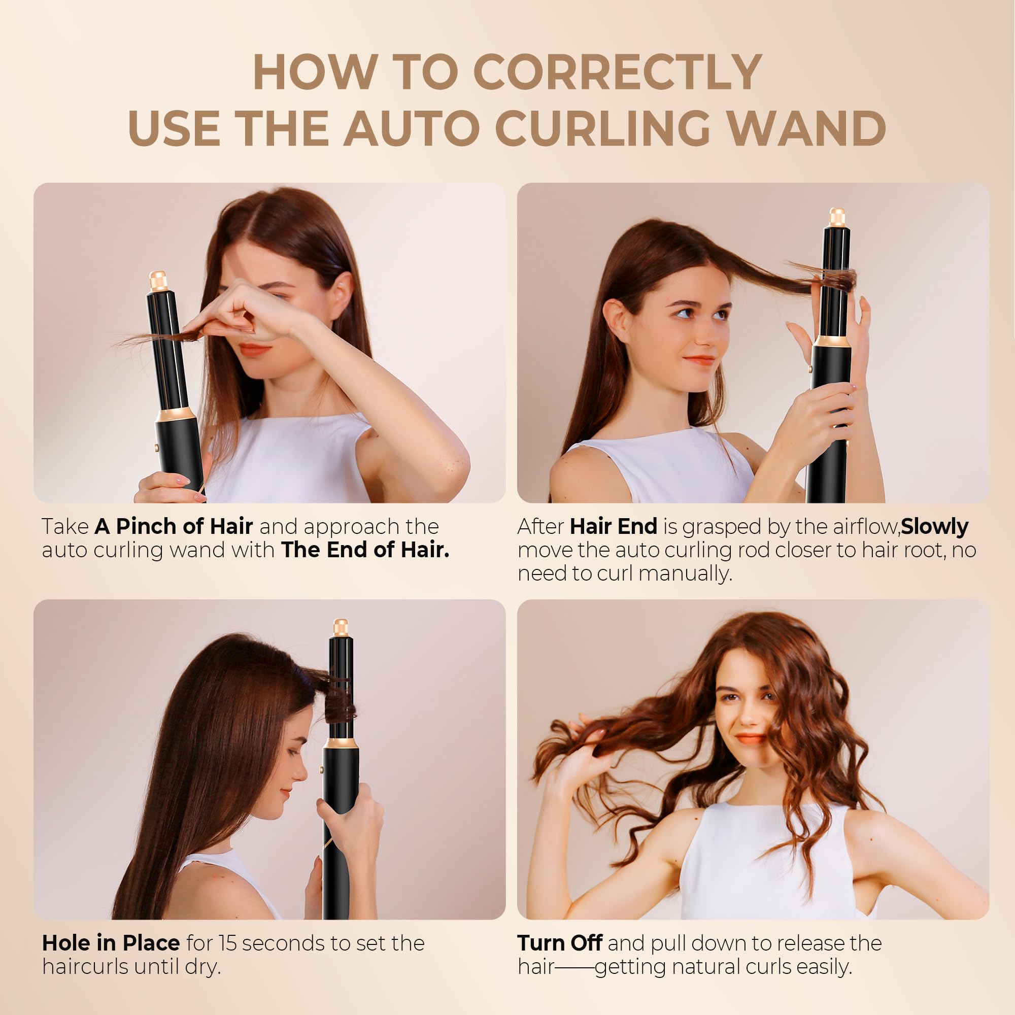 Air Styler 6 en 1 Air Brush Brosse Chauffante Brushing & Sèche-Cheveux avec Diffuseur Brosse Soufflante Airstyler Boucleur a Cheveux à Air Brosse à Lissante Ensemble Airbrush Coiffure Femmes, Noir