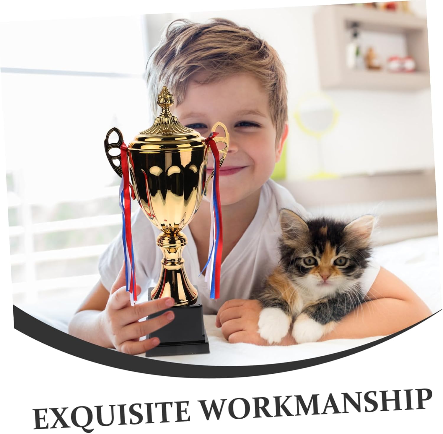 Toyvian Large Trophy Championship Trophy for School Tournament Sports Event Metal Game Reward