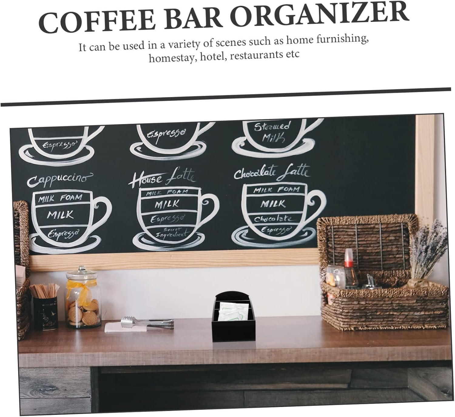 2Pcs Coffee Station Organizer Lid Acrylic Sugar Bag Holder and Tea Bag Organizer for Countertop Storage Design for Home and Office Use