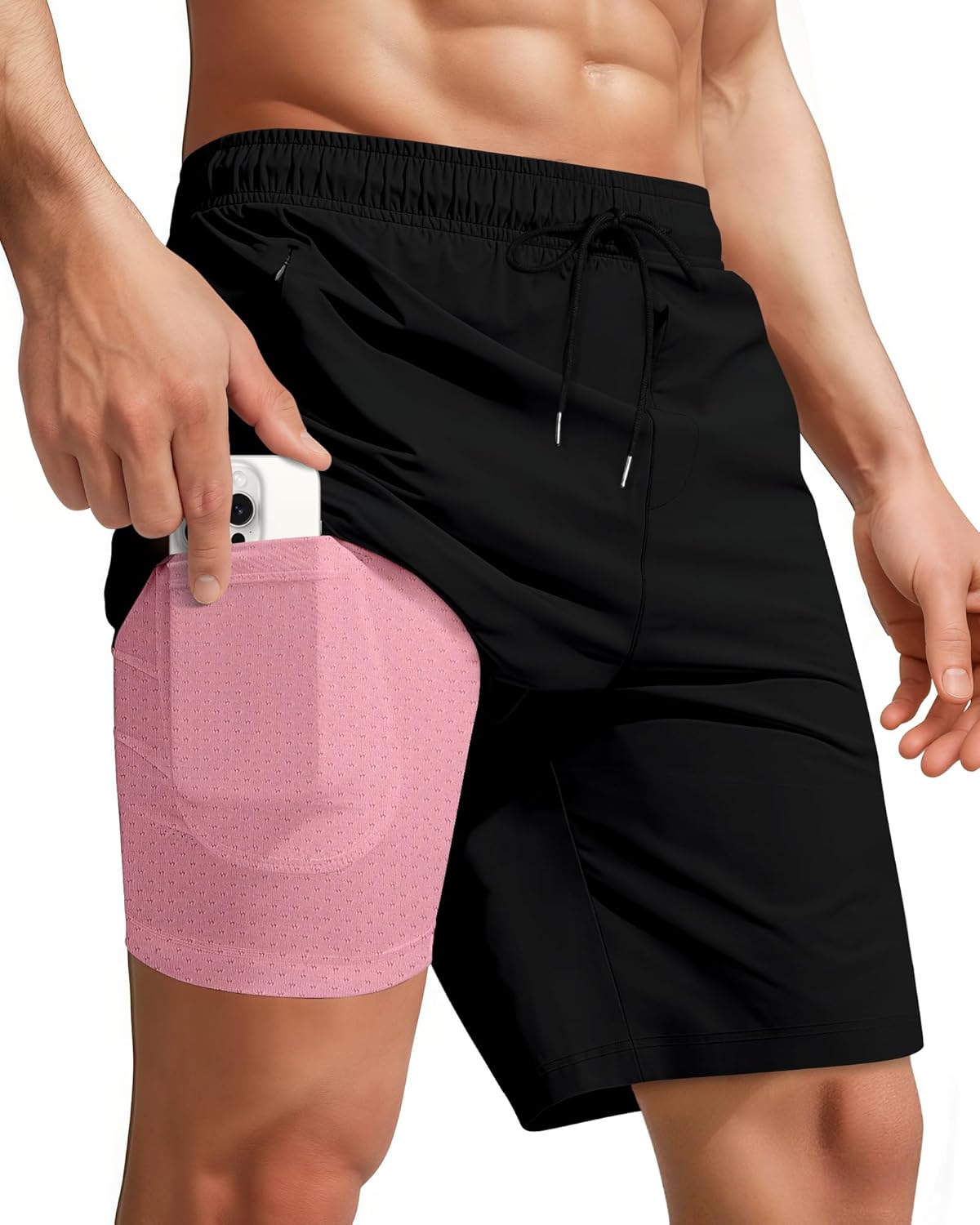 9-Inch Men’s Swim Trunks with Compression, Quick-Dry Liner & Pockets 9-Inch Men’s Swim Trunks with Compression, Quick-Dry Liner & Pockets