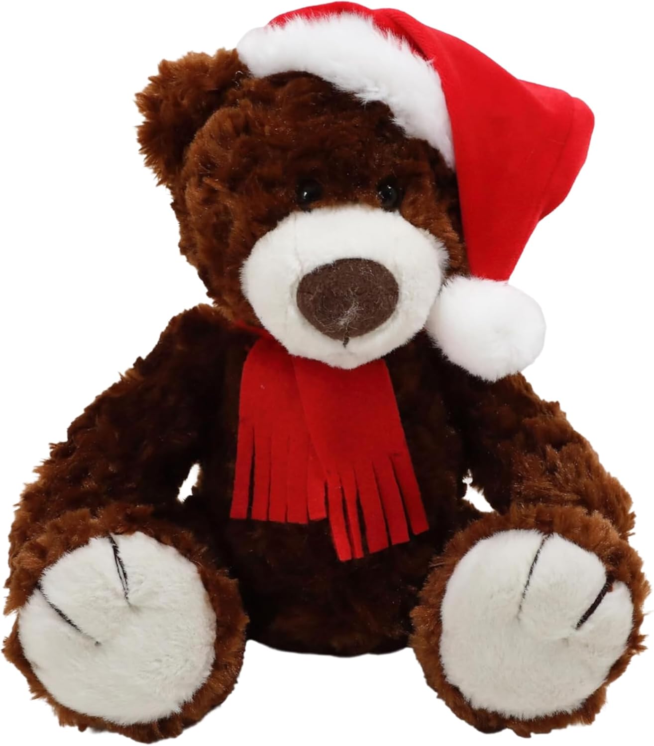 Christmas Logan Teddy Bear Stuffed Animal - Adorable Xmas Plush Toy with Hat and Scarf - Soft and Cuddly Winter Companion for Kids and Seniors - 12 inch (Beige)