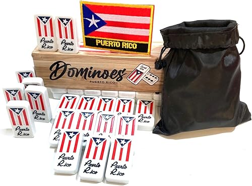 Dominó y bolsa de viaje con bandera de Puerto Rico, regalos de recuerdos, juegos de tamaño grande, accesorios para adultos, juego premium de dominó