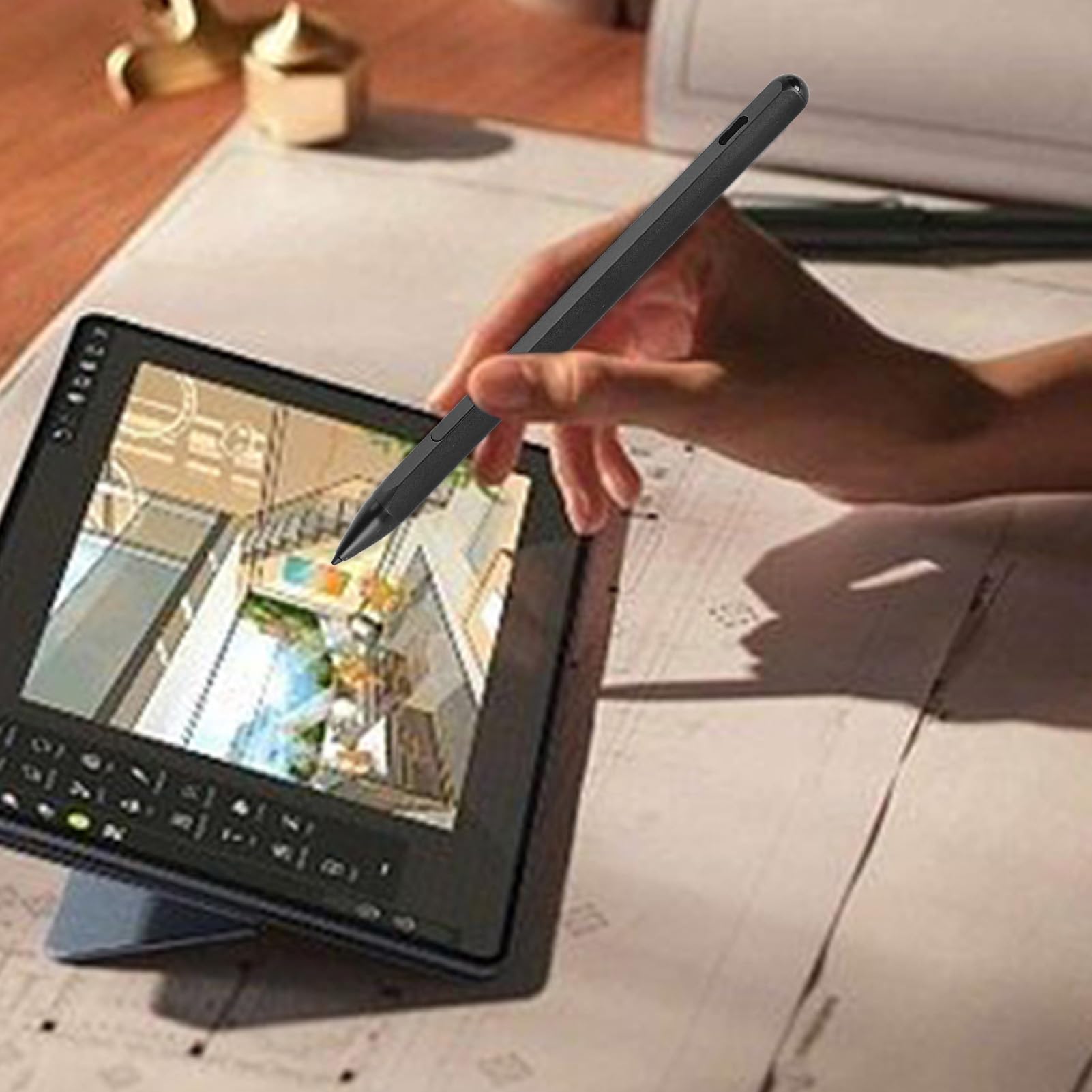Pennino capacitivo per touch screen, 4096, sensibilità alla pressione, penna stilo per laptop, con 3 pennini di ricambio, penna ricaricabile MPP 2.0 Tilt Active Pen (nero)